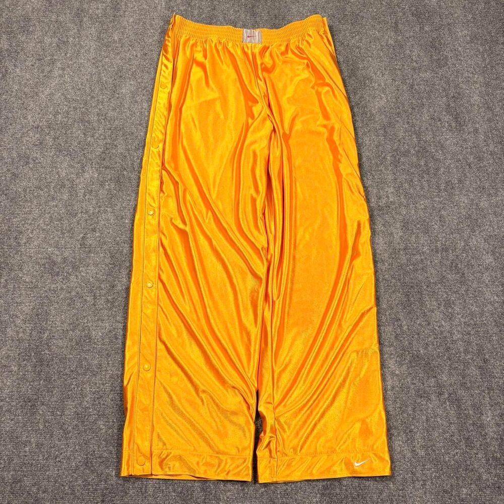 vintage early 2000s nike baggy tear away satin shimmer gold sweatpants